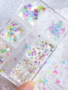 Holographic Mermaid Heart-Shaped Resin Glitter Fillers, 1 Box 3D Shiny Star Moon Butterfly Flakes, Suitable For Epoxy Resin Filling - Multicolor - View 3