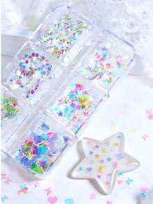 Holographic Mermaid Heart-Shaped Resin Glitter Fillers, 1 Box 3D Shiny Star Moon Butterfly Flakes, Suitable For Epoxy Resin Filling - Multicolor - View 2