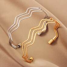 1pc High-Quality Stainless Steel Hollow Three-Layer Glossy Opening Adjustable Bracelet For Men And Women Daily Casual Street Party Personalized Versatile Simple Jewelry Gift - Bracelet - View 1