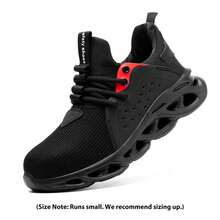 1 đôi giày bảo hộ động đế EVA nhẹ, mũi thép, cỡ lớn dành cho nam, chống đâm thủng và thoáng khí, thích hợp cho nhà kho, ngành công nghiệp thép, công việc ngoài trời, cũng có thể được sử dụng như giày thường ngày để đi bộ đường dài, leo núi, xưởng rèn, công trường xây dựng, v.v. (Lưu ý về kích cỡ: Kích thước nhỏ hơn so với bình thường, nên chọn cỡ lớn hơn) - màu đen - Xem 19