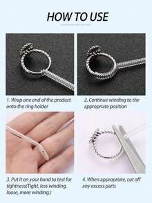 4pcs/8pcs/Set Transparent Ring Sizer Adjuster, Invisible Coil Wrapped Adjustable Rings, Multiple Combinations Available. Transparent Spring Telephone Cord Shaped Ring Sizer. Jewelry Ring Blank And Accessories, Home & Living Supplies. - A - View 7