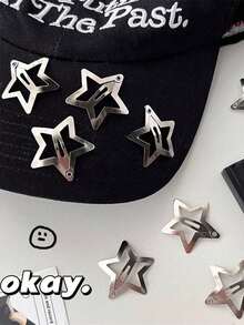 20Pcs Silver Star Snap Hair Clip, Y2K Style, Simple And Stylish Star Hair Accessory For Girls, Suitable For Everyday Wear, School And Outdoor Activities, Headwear Accessory, Non-Slip Star-Shaped Hair Accessory - 20 chiếc - Xem 7