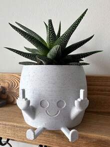1pc Creative Double Planter Decor, Funny Quirky Personalized Home Desktop Ornament, Minimalist Artistic Design Pot For Potted Plants, Suitable For Living Room, Study, Balcony, Yard, Niche Gag Style Resin Accessory - Flowerpot - View 2