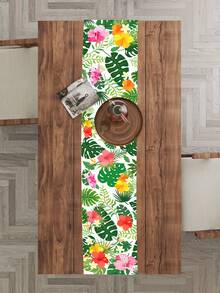 1pc Palm Leaf Polyester Table Runner, Suitable For Indoor/Outdoor Dining And Wedding Decor, Perfect Choice For Fashionable Tabletop Setting And Event Decoration - Multicolor - View 7
