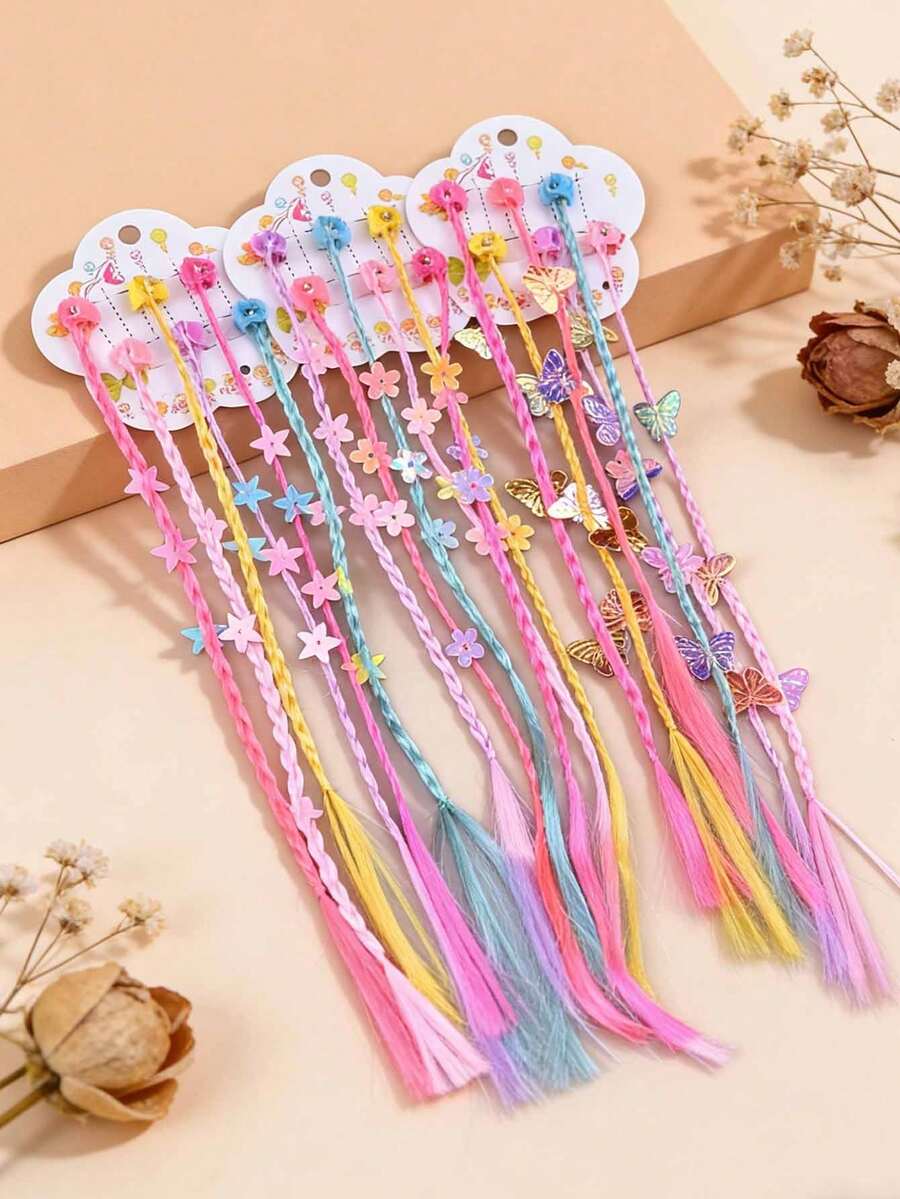 6/12/18/24pcs Random Style Acrylic Cute Sweet Hair Clips, Colorful Mixed Hair Accessories, Butterfly, Flower, Star Sweet Cool Braided Hair Claw, Girls Street Performance Headwear, Daily Wear, Holiday Wear Or As A Beautiful Gift - Multicolor - View 1