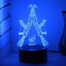 1 pieza Luz de noche moderna y creativa con diseño de pistola 3D, luz LED de 7 colores con degradado, luz de escritorio única para decoración de dormitorio, luz nocturna acrílica de 7 colores adecuada para sala de estar, dormitorio, habitación, oficina y otros espacios, alimentada por USB y con control táctil - Multicolor - Ver 13
