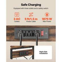 Kitchen Bakers Rack, 5 Ft Power Cable Bakers Rack With Power Outlet, Kitchen Stand With X-Shaped Support Bar, 10 S-Shaped Hooks, Coffee Bar Stand For Dishes, Spice Bottles, Built-In Power Strip - 5 Ft 10 S-shaped Hooks - View 4
