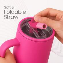 Cốc/ly du lịch bằng thép không gỉ chống rò rỉ 40oz có nắp, ống hút và tay cầm, thích hợp cho đồ uống nóng và lạnh, cốc có ống hút 40oz, cốc bia cách nhiệt bằng thép không gỉ, cốc đá có tay cầm thế hệ thứ 5 - Nhiều màu - Xem 3