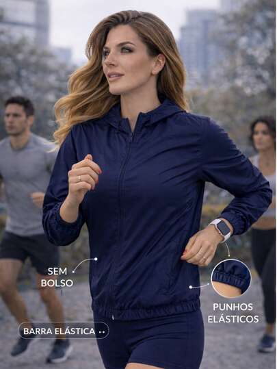 Corta Vento com Touca de manga longa - Agasalho Fitness para treino em tecido TACTEL com CAPUZ/corrida/caminhada/academia/esporte/lazer/blusa feminina esportiva/atividade ao ar livre/meia maratona/são silvestre/roupa de frio para treinar/coleção 2026