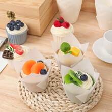 100/200 chiếc giấy lót bánh cupcake hình hoa tulip chống dầu mỡ, kích thước tiêu chuẩn, dùng để nướng bánh cupcake trong các dịp cưới hỏi, sinh nhật, kỷ niệm, tiệc tùng, Giáng sinh (Nâu, Màu tự nhiên, Trắng) - Xem 6