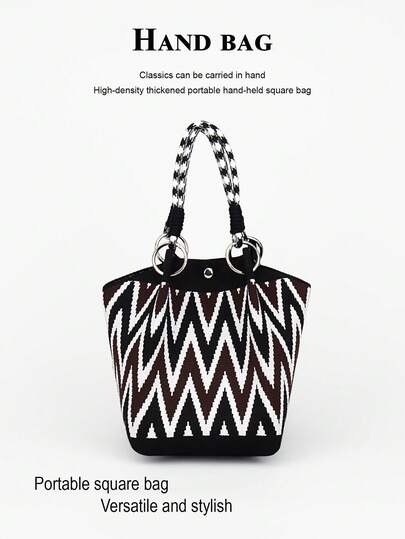 Cartoon Pattern Colorful Drawstring Bucket Bag, Handheld Tote, Elegant Multifunctional Travel Handbag With Large Capacity