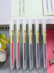 20支可伸縮水性墨水筆，黑色/紅色/藍色，0.5mm細尖圓珠筆，磨砂透明筆桿按壓式中性筆，辦公與學校用品，學生文具，大容量簽名筆，適合學生考試練習、返校季，基本款，純色，適用於日常學校使用與日記書寫 - 彩色 - 查看 2