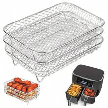3-Tier Stainless Steel Stackable Cooling Rack, Suitable For Baking, Cooking And Grilling - Rectangle - View 5