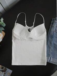 女士新款性感V领吊带背心，Y2K风格无袖吊带背心，可内搭或外穿，春夏款 - 白色 - 查看 8