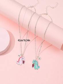 Bộ 2 mặt dây chuyền hình nàng tiên cá hoạt hình dễ thương cho trẻ em, chủ đề đại dương nghỉ dưỡng, thích hợp làm quà tặng cho chị em gái, bạn bè, đeo hàng ngày, quà tặng ngày lễ, v.v. - Một cỡ - Xem 6