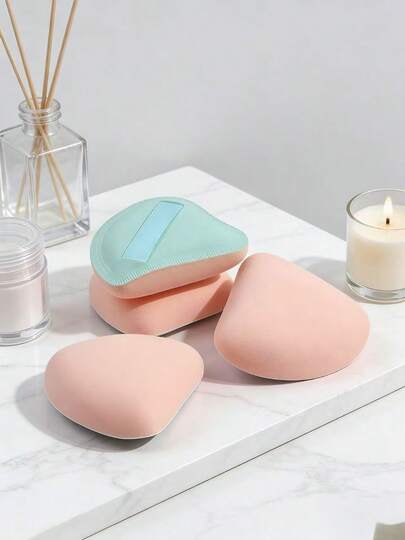 1pc/2pcs/3pcs/4pcs/10pcs/20pcsReusable Makeup Sponge Triangular Shaped, Suitable For Foundation, Concealer, BB Cream, Sunscreen, Cushion, Blush Etc. Perfect Replacement For Brushes, Essential For Makeup, Travel And Home Use