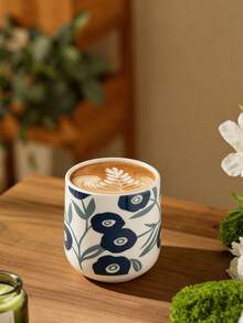 4pcs Creative Ceramic Small Espresso Cups, Minimalist Coffee Cups, Cappuccino Cups With Wooden Tray, Household Coffee Cup Set, Tabletop Mugs, Ceramic Tea Cups For Royal Afternoon Tea - Multicolor - View 4