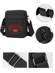 1pc/2pcs "BROOKLYN" Slogan Graphic Print Baseball Cap And Crossbody Bag Set, Streetwear Fashion Outdoor Sports Adjustable Curved Brim Cap And Shoulder Bag, Gift For Yourself Or Friends/Family - Black - View 2