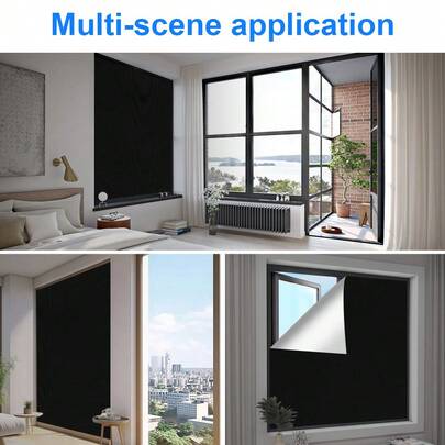  WEIJIEMING Portable Blackout Curtain, No Drilling Required With Strong Adhesive, Customizable Blackout Curtain, 100% Blackout Material For Nursery Or Travel, Comes With Accessories