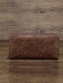 HOVI'S Men's Long Wallet Clutch - Black Faux Leather Material, Zipper Closure, Detachable Wrist Strap, Fits Phone, Multi-Card Slots, Suitable For Daily Use - Brown - View 3