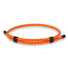 1 chiếc vòng tay nam hai lớp bằng thép titan đen có thể điều chỉnh, dây da bện 3mm chống thấm nước, vòng tay đôi trang sức. - phong cách đơn giản - Xem 8