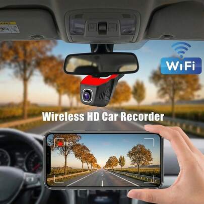 4K高清WiFi行车记录仪，170°广角，夜视WDR宽动态循环录像，带重力感应器和停车监控功能，适用于所有车型，必备配件