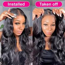 Wear & Go Glueless Wig 5x5 Lace Front Wigs Human Frontal Hair 200% Density Brazilian Virgin Hair 13x4 13x6 HD Body Wave Human Blended Hair Wig Ear To Ear HD Lace Frontal Pre Plucked Natural Black - Natural & Black - View 9