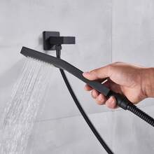 LED Shower Faucet Set, Shower System With High Pressure 8-Inch Rainfall Shower Head And Handheld Spray, Bathroom Luxury Rainfall Mixer Shower Complete Combination Set - Matte Black - View 6