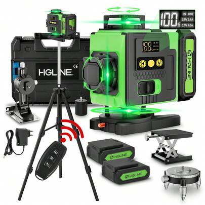 16 Lines 4D Laser Levels 360 Horizontal Vertical Green Line Laser Level Self-Leveling Measure Leveling Tool