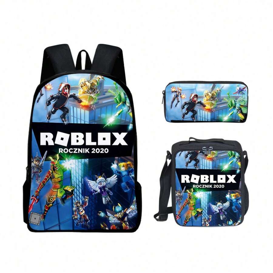 3D Game Backpack Set - New Year Gift For Pupils, Large Capacity School Bag With Lunch Bag - 35 - View 1