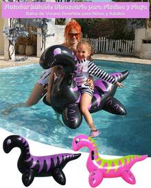 Dinosaurio Piscina Hinchable, Balsa Flotante Playa - Balsa Flotante DiversióN En Verano Para NiñOs Y Adultos - rosa - Ver 2