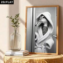 2D/Plat 1 pièce Affiche d'art amusante et guérissante de style moderne gris-blanc, décoration murale d'art abstrait - Un petit canard portant une serviette de bain, œuvres d'art murales sur canevas, pour salle de bain, toilettes, chambre à coucher, salon, bureau, décoration murale de couloir (sans cadre/canevas enveloppée) - 111 - Voir 5