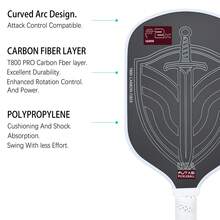 T800PRO Carbon Fiber Pickleball Paddle, Rough Matte Surface For Better Ball Spin, Hot-Pressed Unibody Construction, 16mm Thick, Power Control Balanced Pickleball Paddle - Multicolor - View 4