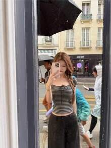 New Spring Women Knitted Soft Elastic Short Sleeve T-Shirt With Small Square Collar, Gorgeous Casual Top Summer - Grey - View 10