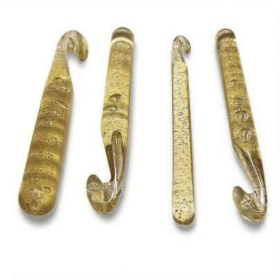 4pcs/Set Handmade Chunky Yarn Crochet Hooks, 12mm-20mm Transparent Lemon Yellow Acrylic Material, Ergonomic Grip, Suitable For Knitting Sweaters/Thick Scarves