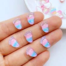 25/50 piezas Resina 8*12mm Colorido 3D Mini Pie Plano Atrás Rhinestone Atrás Rhinestone Scrapbook DIY Boda Aplicación Decoración Artesanía Joyería Accesorios Verano, Escuela - Multicolor - Ver 5