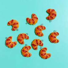 10/20个仿真3D牛角面包手工饰品吊坠耳环项链创意礼物耳环项链手链包包吊坠树脂配件 - 彩色 - 查看 3