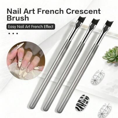 French Line Nail Art Brush: Dual-Pressed Copper Collar With Frosted Acrylic Rod. Ergonomic Design With Ultra-Soft Hairs For Flawless Manicures, Beginner-Friendly & Pro Salon Grade