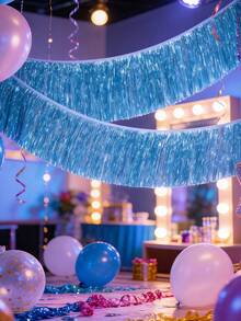 2 piezas Guirnalda con flecos azules y conjunto de banderines con bordes ondulados, decoraciones de fiesta de lentejuelas de 5,9 pies de largo, serpentinas azul degradado para fiestas de 30 cumpleaños de mujeres, 21 cumpleaños, despedida de soltera, suministros para fiestas, telón de fondo para fotomatón, decoración para hombres, fiesta con tema de sirena, revelación de género, baby shower, 40 cumpleaños, 50 cumpleaños para ella, compromiso, aniversario de boda, graduación, fiesta, fiesta de jubilación, tema safari, decoración azul bohemia - multicolor - Ver 2