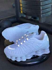 Men's Unisex Sneakers With 12 Springs, Reflective, Black And White, Casual, Molass Style. - trắng - Xem 3