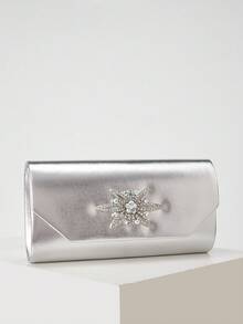 这款银色女士手拿包，又称银色信封包，是一款奢华的伴娘手提包。它配有可拆卸肩带，既可用于商务通勤和日常携带，也可作为钱包或化妆包使用。无论是舞会、婚礼还是其他正式场合，这款多功能手拿包都是完美之选。 - 銀色 - 查看 4