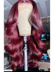Body Wave Lace Front Wigs Human Blended Hair 13x4 Body Wave Human Blended Hair Wig Pre Plucked Glueless 180 Density Brazilian Virgin Body Wave Full Frontal Lace Wigs Human Blended Hair 10-36Inch 99J Burgundy - S99J/BUG - View 4