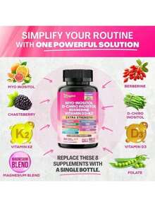 Zoyava Women's Hormone & Cycle Support – All-In-One Vegan Supplement With Myo-Inositol, D-Chiro Inositol & 13+ Ingredients| PCOS, Fertility & Mood Balance| Organic & Gluten-Free – 90 Capsules - 2 - View 4