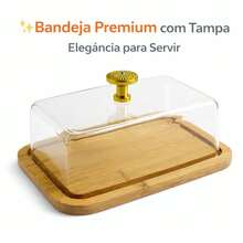 Porta Queijo Queijeira de Madeira com Tampa Acrílica Porta Frios Manteigueira com Grande Capacidade - Visão 3