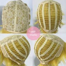 12英寸短直金发波波头海贼王山治假发长灰色合成动漫万圣节派对耐热假发 - 薑色 - 查看 7