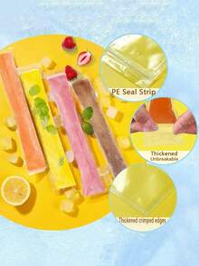 10/50/100pcs Transparent Ice Pop Bags, Household Ice Lolly Mold, Sealed, Cold-Resistant, For Juice, Soda, Fruit, Freezing Back To School - Transparent - View 6