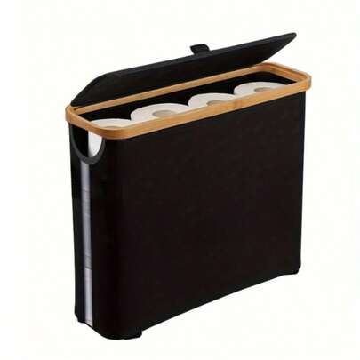 卫生纸收纳架，纸巾收纳盒，带盖卫生纸收纳篮，独立式卫生纸架，适用于浴室。