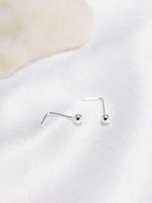 1pc 2.4G 925 Sterling Silver L-Shaped Nose Ring With 2.5mm Ball Top, Unisex - 2.5mm - View 9