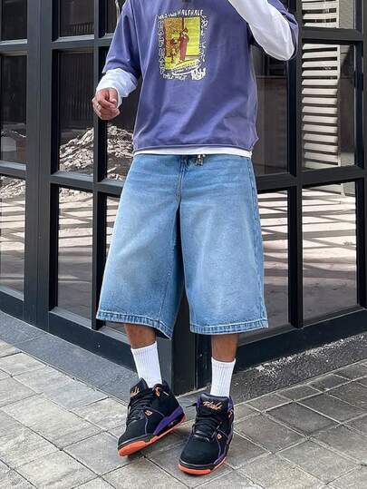 Quần short denim Bermuda, quần lửng jeans rộng rãi đa năng mùa hè, phong cách đường phố năng động, trẻ trung, năng động, phù hợp cho sinh viên, có cúc, khóa kéo và túi. Thích hợp cho đi làm hàng ngày, ở nhà, thư giãn, hoạt động ngoài trời và tụ họp bạn bè.