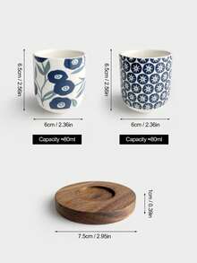 4pcs Creative Ceramic Small Espresso Cups, Minimalist Coffee Cups, Cappuccino Cups With Wooden Tray, Household Coffee Cup Set, Tabletop Mugs, Ceramic Tea Cups For Royal Afternoon Tea - Multicolor - View 9